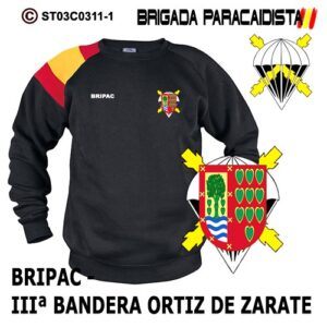 SUDADERA CLÁSICA BANDERA : BRIGADA PARACAIDISTA BRIPAC - 3ª BANDERA ORTIZ DE ZARATE