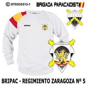 SUDADERA CLÁSICA BANDERA : BRIGADA PARACAIDISTA BRIPAC -REGIMIENTO DE ZARAGOZA Nº 5