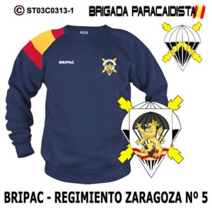 SUDADERA CLÁSICA BANDERA : BRIGADA PARACAIDISTA BRIPAC -REGIMIENTO DE ZARAGOZA Nº 5