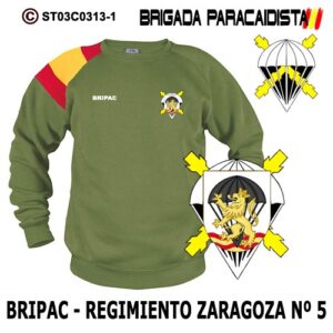 SUDADERA CLÁSICA BANDERA : BRIGADA PARACAIDISTA BRIPAC -REGIMIENTO DE ZARAGOZA Nº 5