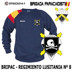 SUDADERA CLÁSICA BANDERA : BRIGADA PARACAIDISTA BRIPAC - REGIMIENTO LUSITANIA Nº 8