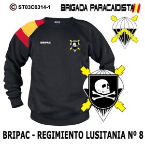 SUDADERA CLÁSICA BANDERA : BRIGADA PARACAIDISTA BRIPAC - REGIMIENTO LUSITANIA Nº 8